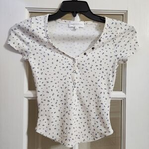 Sage + Stone Floral Waffle Knit Henley Top Small Style 4K14827